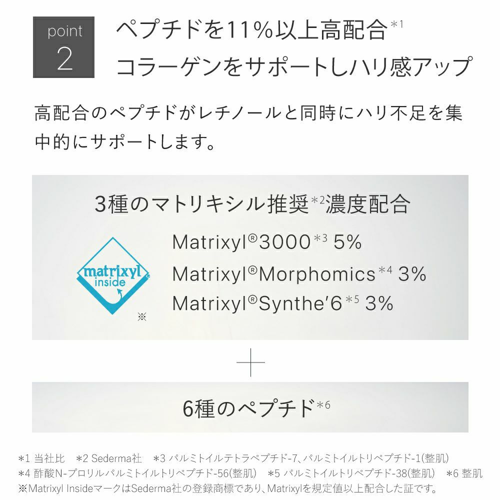 ペプチドを１１％以上配合　コラーゲンをサポートしハリ感アップ